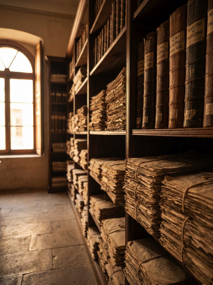 Archivo histórico con legajos y documentación de Arahal